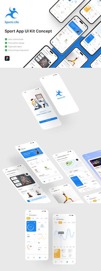 运动生活-运动应用APP UI KIT (FIG)