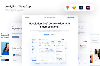 分析 - Saas 应用网站模版 (FIG,PSD,SKETCH,XD)