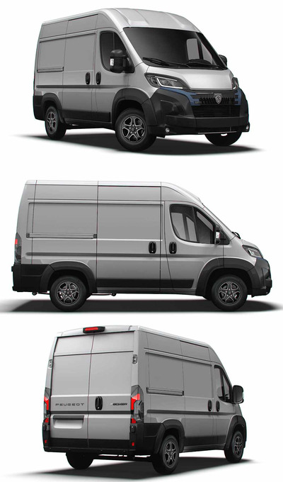 2024款标志Peugeot e Boxer L1H2电动厢式货车 汽车3D模型（OBJ,FBX,MAX,LWO,C4D）