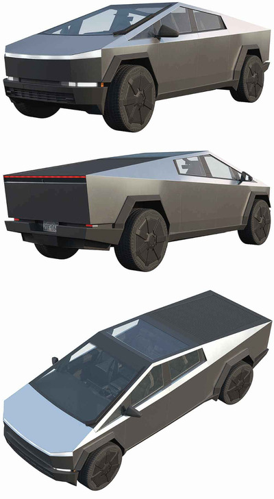 2024 Tesla Cybertruck汽车3D模型（OBJ,FBX,MAX）