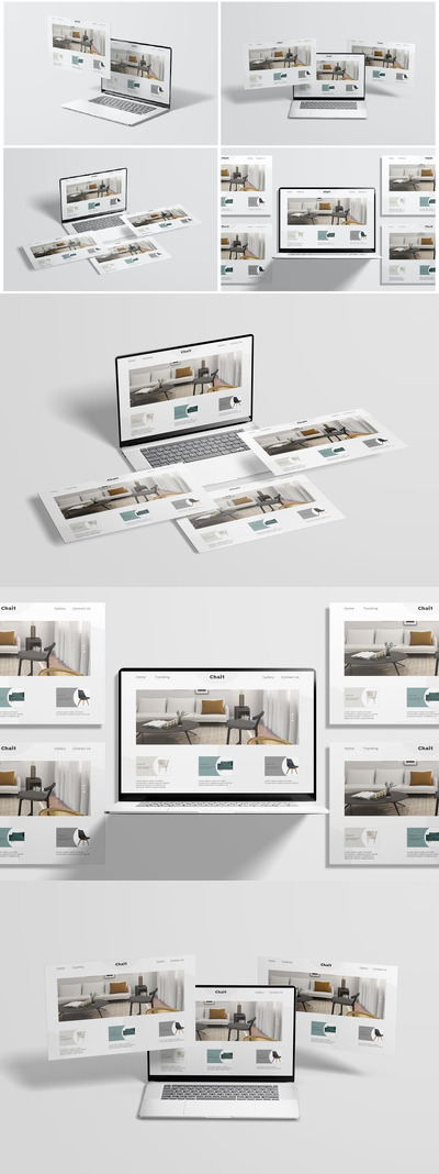 笔记本电脑屏幕样机 (PSD,PDF)