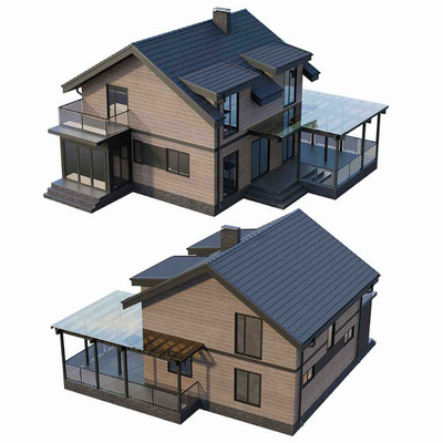 带露台的乡村小屋 住宅 建筑3D模型（FBX,MAX）