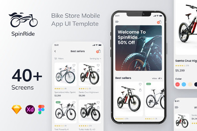 自行车商店移动应用 APP UI KIT (FIG,SKETCH,XD)