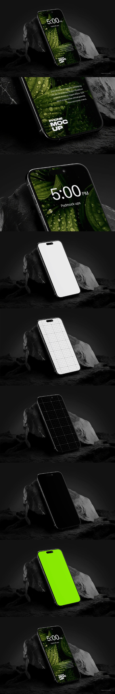 iPhone 和 Rocks 手机样机 (PSD)