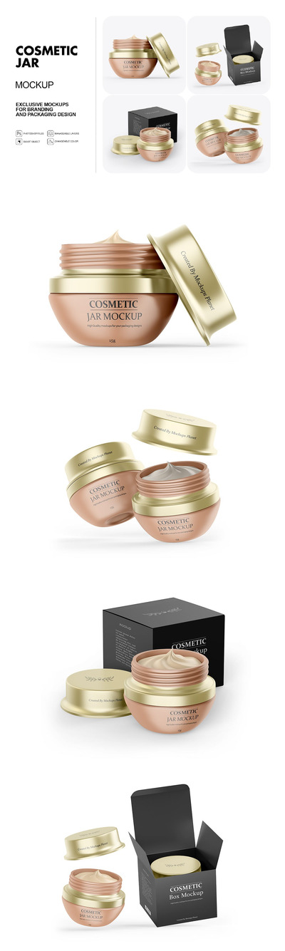 15 克化妆品罐，带奶油模型 (PSD)