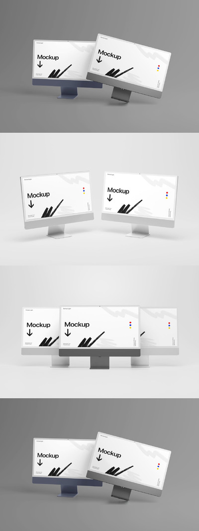 现代电脑屏幕样机模板 (PSD)