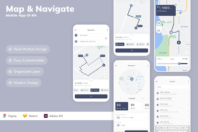 地图和导航移动应用 App UI Kit