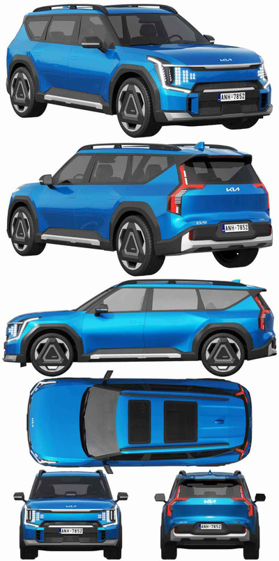 Kia EV9 GT Line SUV汽车3D模型（OBJ,FBX,MAX）