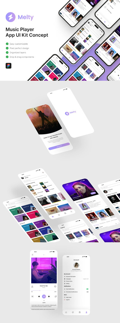 Melody-音乐播放器应用 App UI Kit (FIG)