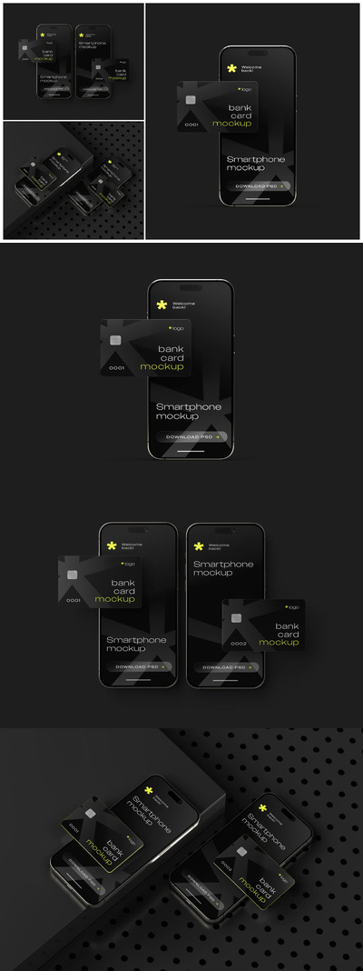 信用卡与智能手机样机集 (PSD)