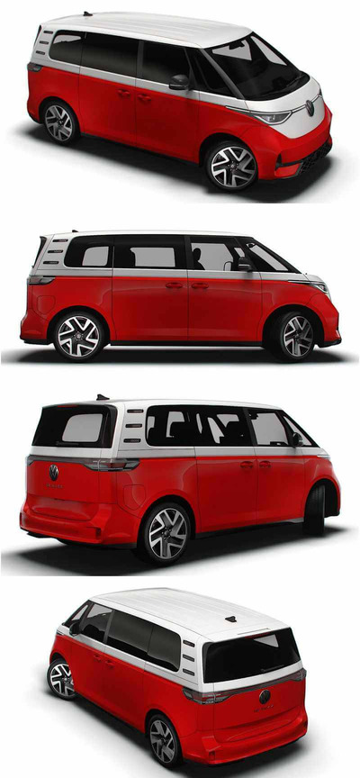 2024款大众VW ID Buzz GTX电动汽车3D模型（OBJ,FBX,MAX,LWO,C4D）
