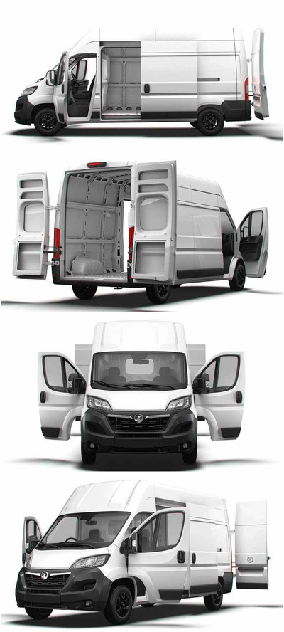 带内饰的2023 Vauxhall Movano L3H3厢式货车 汽车3D模型（OBJ,FBX,MAX,LWO,C4D）