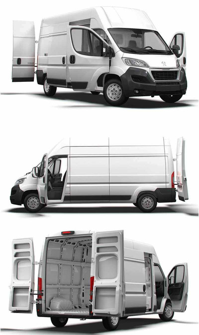 带内饰的2023款标致Peugeot Boxer L3H3厢式货车 汽车3D模型（OBJ,FBX,MAX,LWO,C4D）