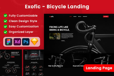 自行车着陆页面网页UI模版 (FIG,PSD,SKETCH,XD)