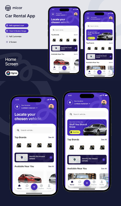 汽车租赁之家应用APP UI KIT (FIG)