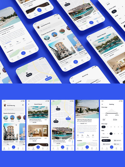 酒店预订，住宿住宿房间查找应用APP UI KIT (FIG,SKETCH,SVG,XD,PSD)