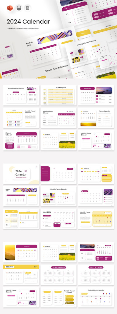 2024 年日历 -PPT模版 (PPTX)