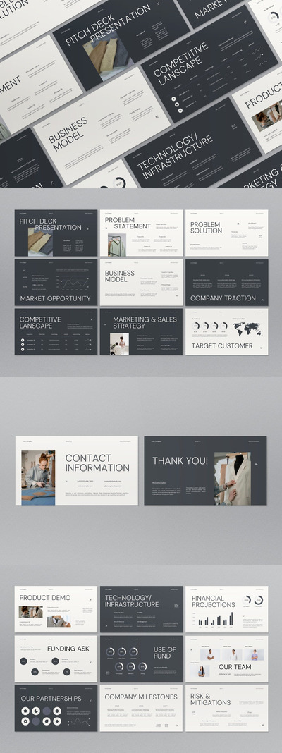 灰色简约服装宣传片PPT模版