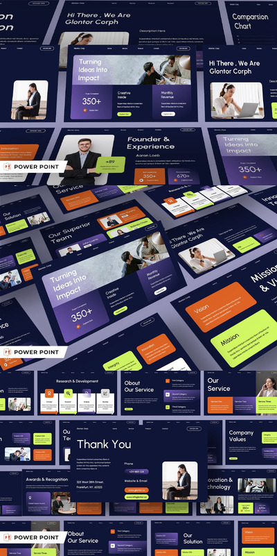 蓝橙现代机构公司简介PPT模版 (PPTX,PPT)