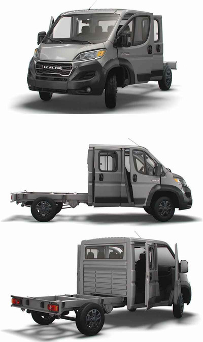 带内饰的2023 RAM Promaster Chassis CrCab 3450WB卡车3D模型（OBJ,FBX,MAX,LWO,C4D）