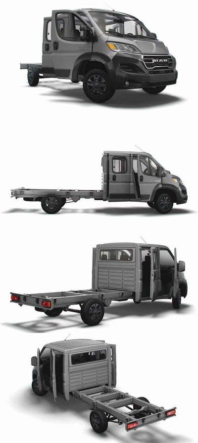 带内饰的2023 RAM Promaster Chassis CrCab 4035WBXL卡车3D模型（OBJ,FBX,MAX,LWO,C4D）