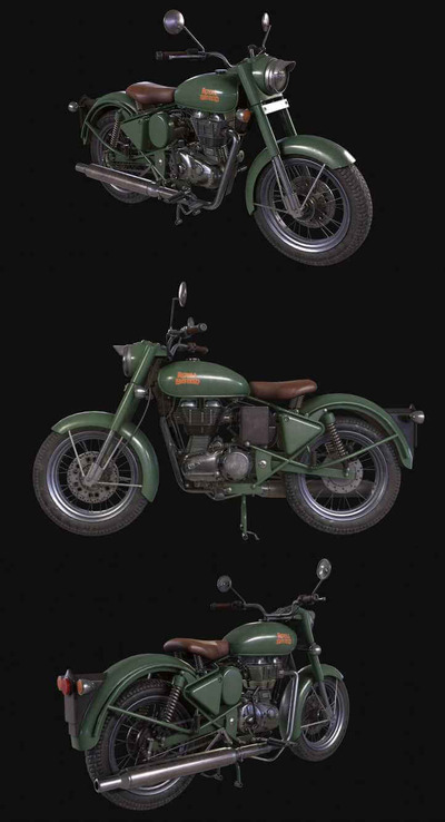 Royal Enfield Classic 500摩托车3D模型（OBJ,FBX,MAX）