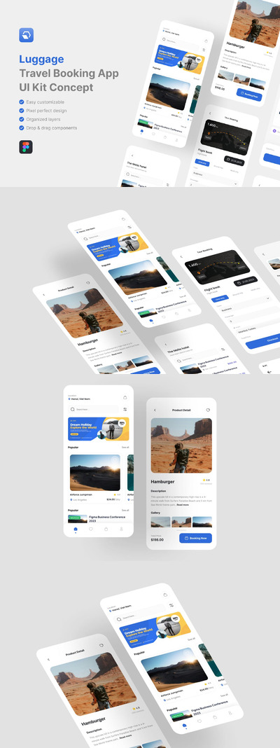 旅行预订应用APP UI KIT (FIG)