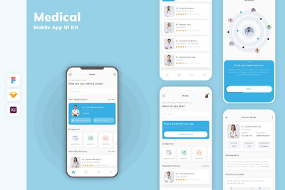 医疗移动应用APP UI KIT (SKETCH,FIG,XD)
