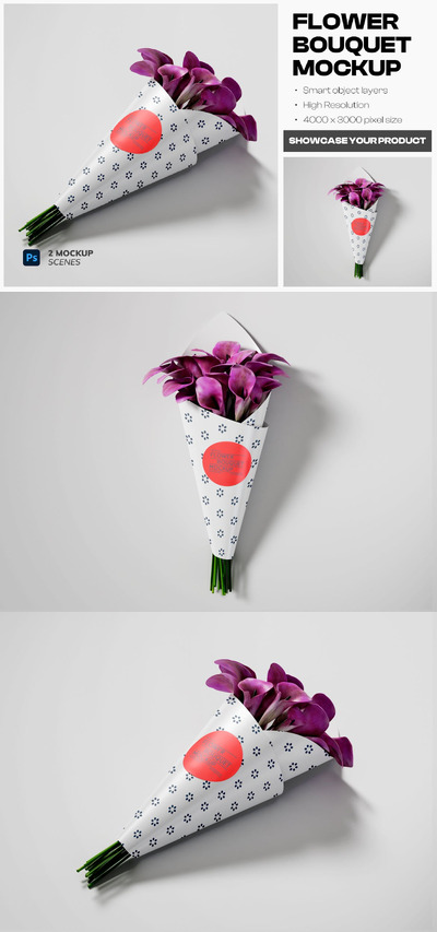 纸花花束样机 (PSD)