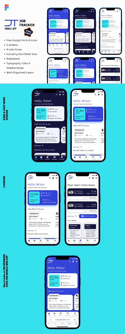 工作追踪移动应用 APP UI KIT (FIG)