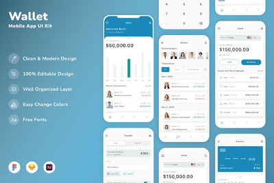 钱包移动应用APP UI KIT (SKETCH,FIG,XD)