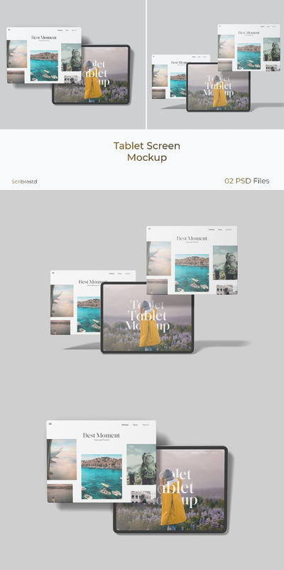 平板电脑 Pro 屏幕样机 (PSD,PDF)
