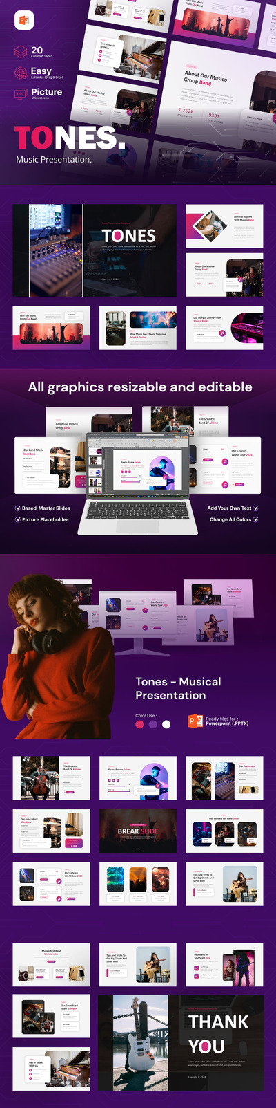 音调 – 音乐 Powerpoint 模板 (PPTX,PPT)