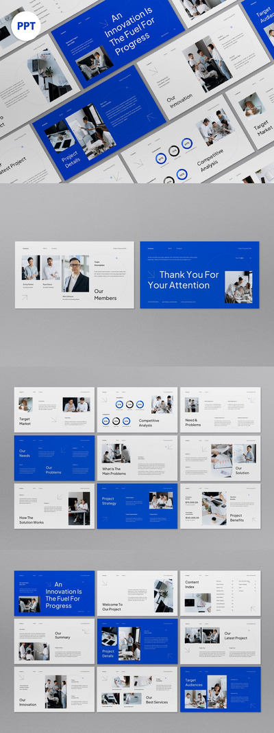 蓝白色极简项目提案PPT (PPT)