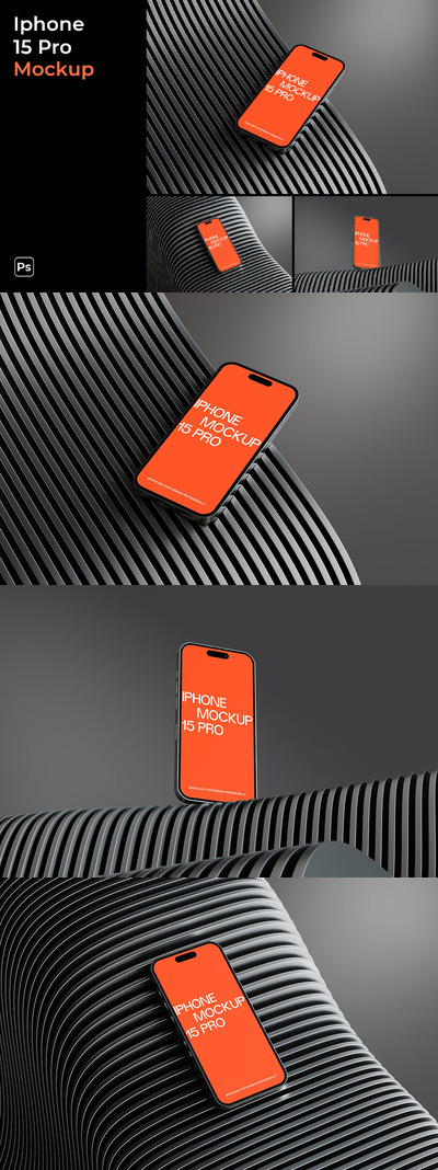 iPhone 15 Pro 手机样机 (PSD)