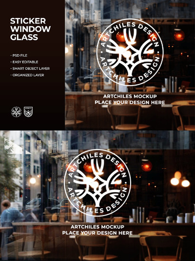 贴纸窗玻璃样机 (PSD,PNG,PDF)