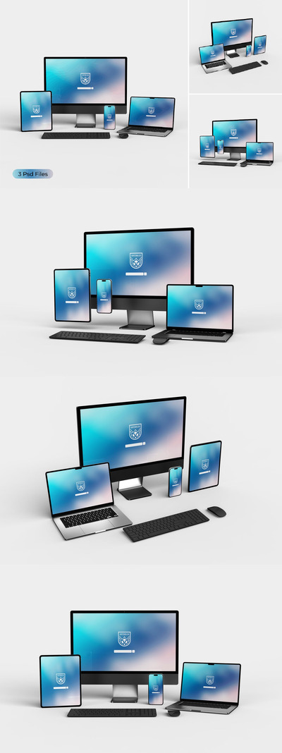 手机电脑多设备模型 (PSD,PNG,PDF)