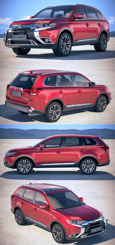 2019 Mitsubishi Outlander SUV汽车3D模型（OBJ,FBX,MAX）