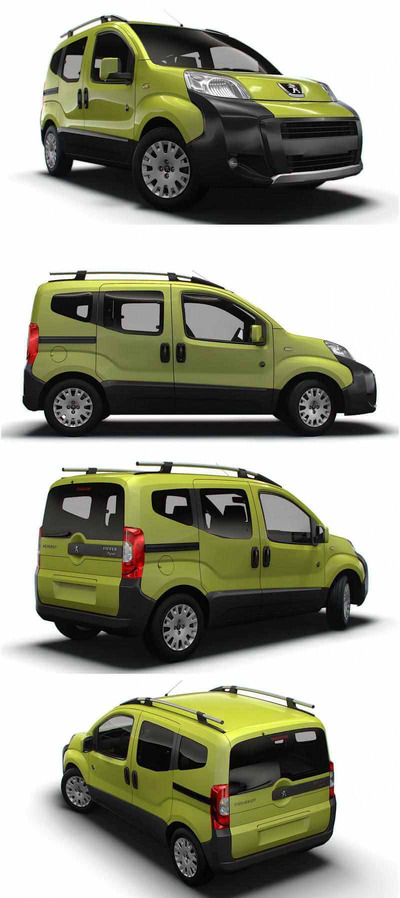 2017款标致Peugeot Bipper Tepee Outdoor MPV汽车3D模型（OBJ,FBX,MAX,LWO,C4D）