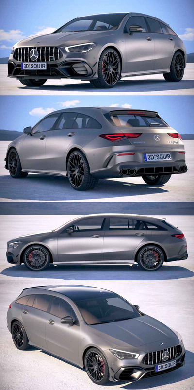 2020款奔驰Mercedes-Benz CLA45 S AMG Shooting Brake汽车3D模型（OBJ,FBX,MAX）