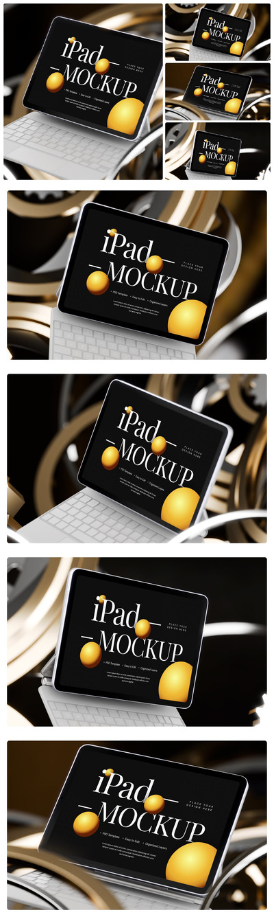 齿轮金属 iPad 样机 (PSD)