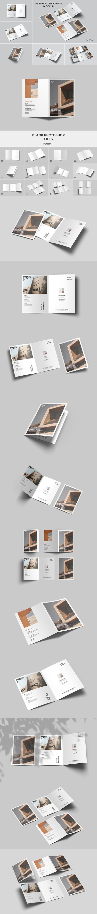 A5 双折小册子模型（PSD，PDF） (PSD,PDF)