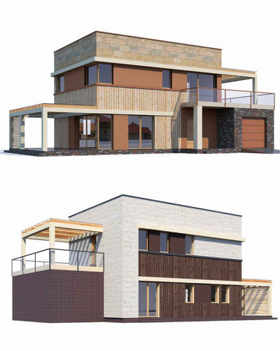 带车库和露台的房屋 住宅 建筑3D模型（FBX,MAX）