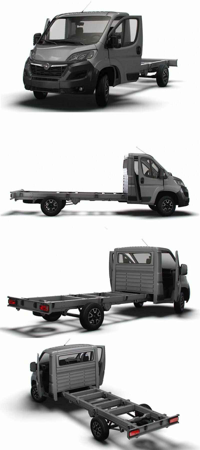 带内饰的2023 Opel Movano Chassis SCab 4035WBXL卡车3D模型（OBJ,FBX,MAX,LWO,C4D）