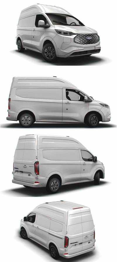 2023款福特Ford E Transit Custom L1H2电动面包车 汽车3D模型（OBJ,FBX,MAX,LWO,C4D）