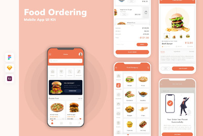 订餐移动应用  APP UI KIT (SKETCH,FIG,XD)