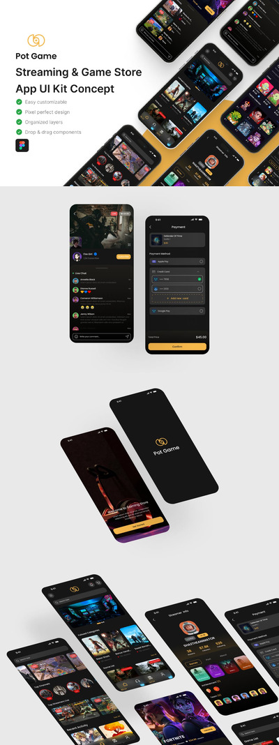 流媒体和游戏商店应用 APP UI KIT (FIG)