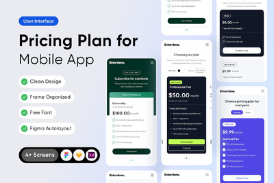 移动应用程序定价计划 APP UI (FIG,SKETCH,XD)