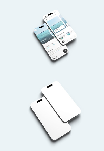 手机应用程序屏幕样机 (PSD,PDF)