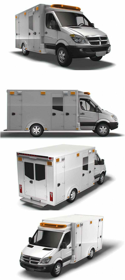2009 Dodge Sprinter救护车3D模型（OBJ,FBX,MAX,LWO,C4D）